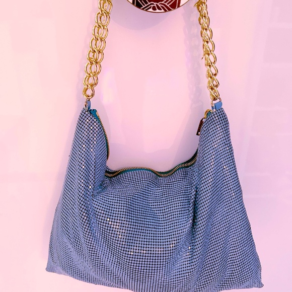 Whiting and Davis handbag in bright Turquoise - Picture 5 of 7